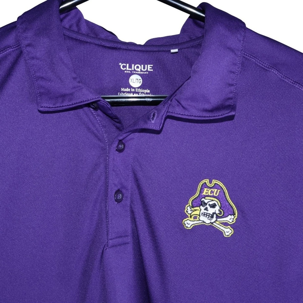 Clique Mens ECU Pirates Polo Shirt Purple Short Sleeve XL MQK00045 NCAA